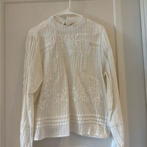 Chic Ivory Embroidered Women's Blouse